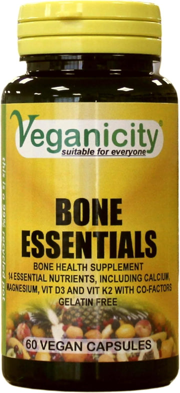 Veganicity Bone Essentials : Bone Support Supplement : 60 Capsules, In A Planet-Friendly 99% Recycled Pot