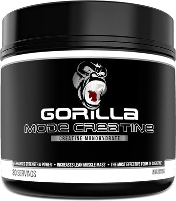 Gorilla Mind Gorilla Mode Creatine ? Creatine Monohydrate Micronized Powder/Improved Muscle Size, Power Output and Strength / 5 Grams per Servings, 30 Servings