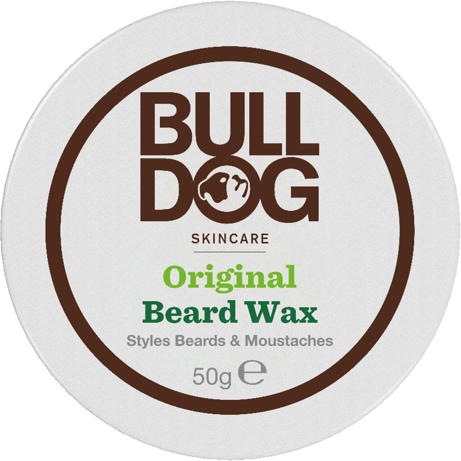 Bulldog Skincare Original Beard Wax 50G, Long Lasting Hold For Beard And Moustache, Enriched With Aloe Vera