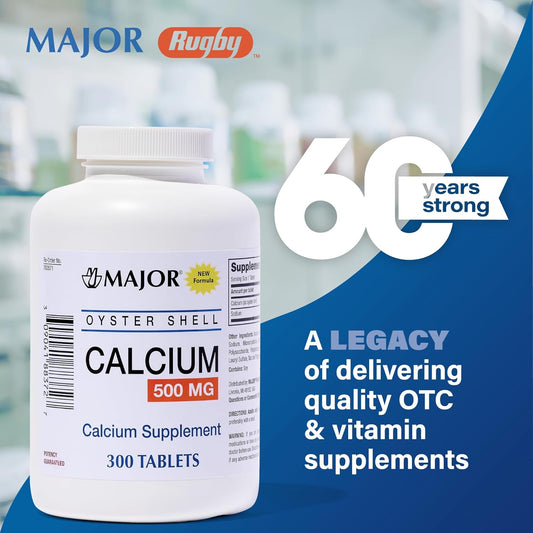 Major Oyster Shell Calcium 500 Mg - Daily Calcium Supplement - 300 Tablets