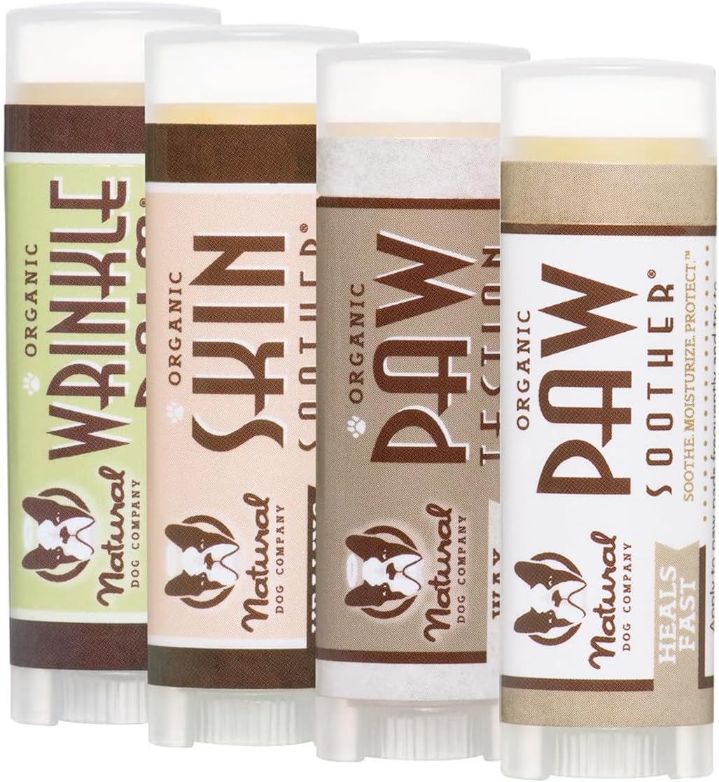 Natural Dog Company Powerhouse Bundle, Includes 5 Healing Balms That Relieve Skin Irritations, Cracked Paws And Dry Noses, Organic, All Natural Ingredients, 0.15Oz Trial Sticks