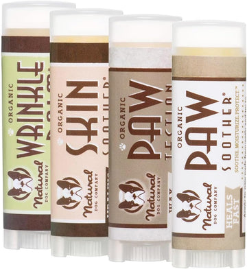 Natural Dog Company Powerhouse Bundle, Includes 5 Healing Balms That Relieve Skin Irritations, Cracked Paws And Dry Noses, Organic, All Natural Ingredients, 0.15Oz Trial Sticks