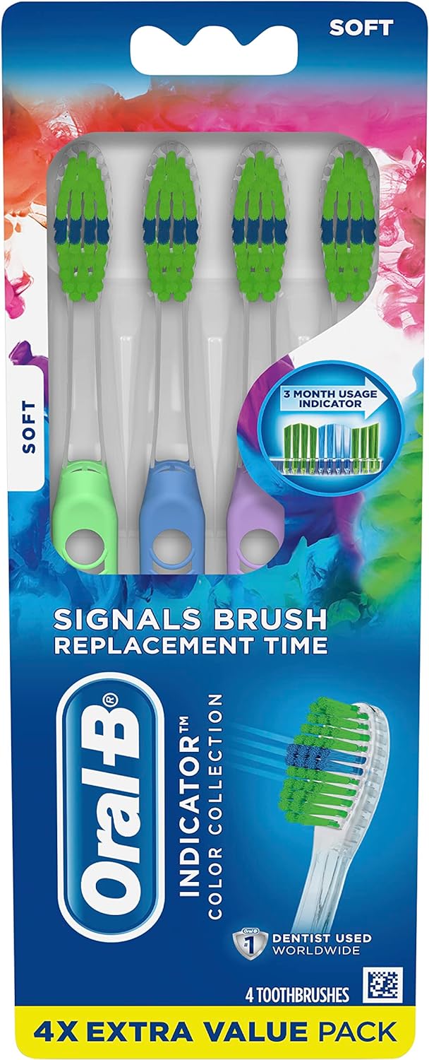 Oral-B Indicator Color Collection Toothbrushes, Soft, 4 Count