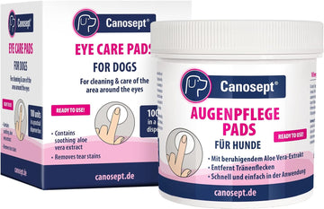 Canosept Dog Eye Wipes 100 Pads - Tear Stain Remover For Dogs Eyes - Eye Wipes For Dogs - Dog Eye Cleaner - Gently Clean And Care For The Eyes, Dog Face Wipes - With Soothing Aloe Vera Extract?250664