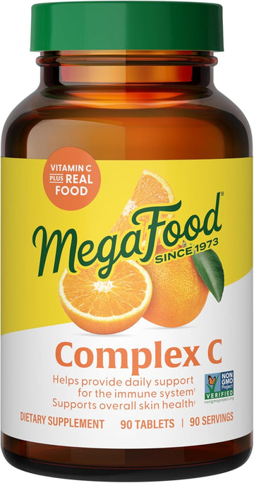 Megafood Complex C - Vegan Immune Support Supplement With Vitamin C 250 Mg, Made With Real Food Including Orange, Cranberry & Brown Rice, Gluten-Free, Kosher - 90 Tablets, 90 Servings