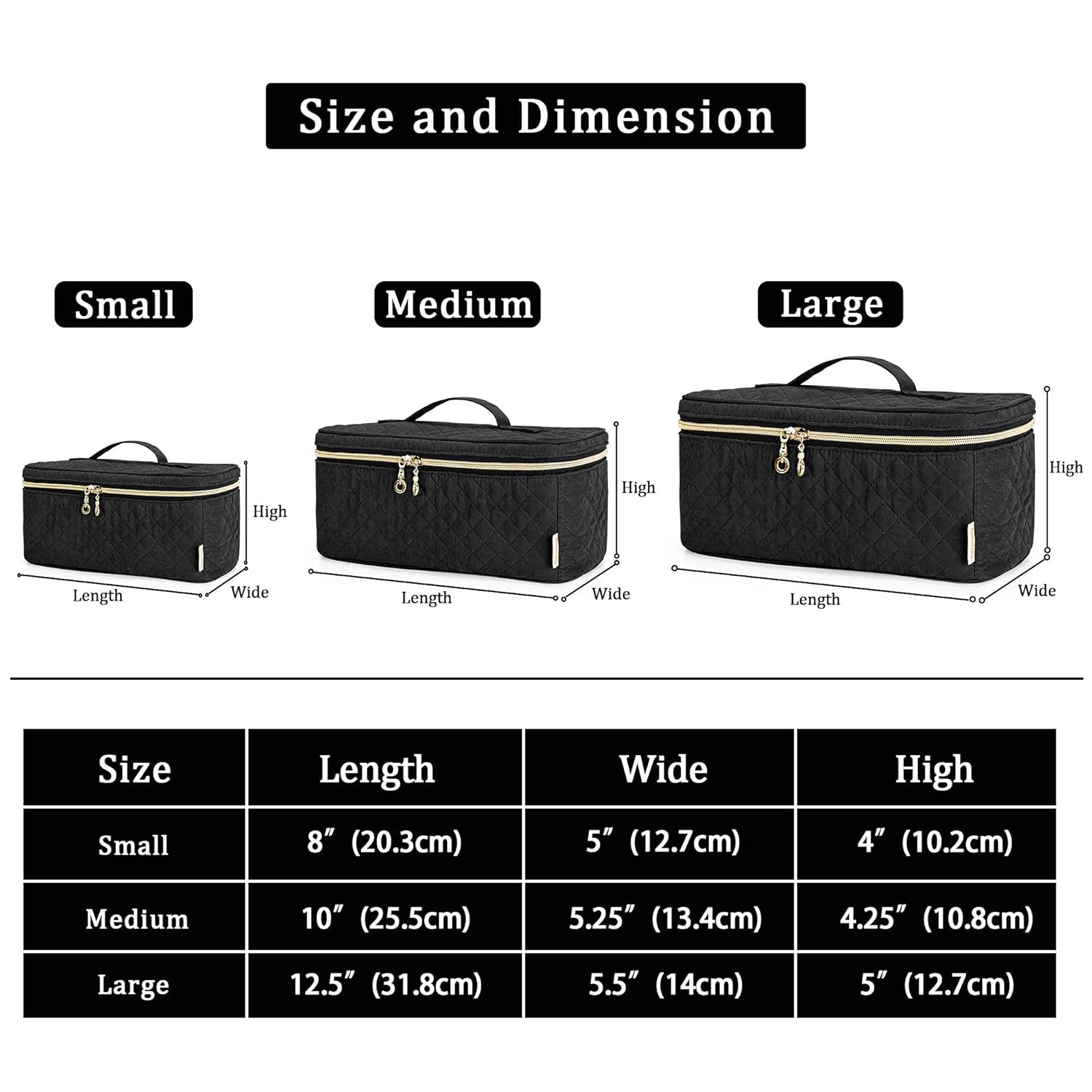 Teamoy Travel Makeup Brush Case, Makeup Train Organizer Bag With Handle For Makeup Brushes(Up To 9-Inch) And Essentials, Medium, Black(Bag Only)