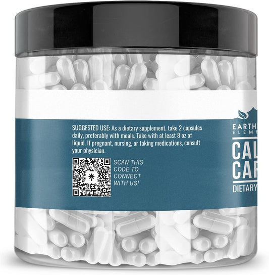 Earthborn Elements Calcium Carbonate 200 Capsules, Pure & Undiluted, No Additives