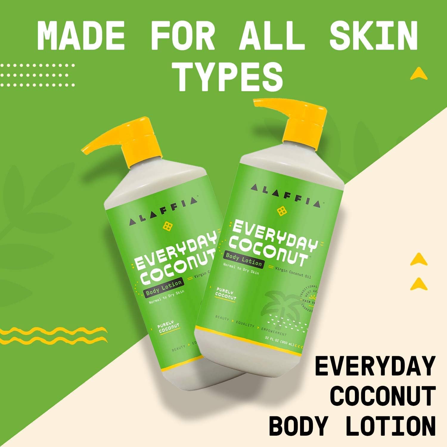 Alaffia Everyday Coconut Hydrating Body Lotion, Normal To Dry Skin, Moisturizing Support For Soft & Supple Skin, Purely Coconut, 32 Fl Oz : Beauty & Personal Care