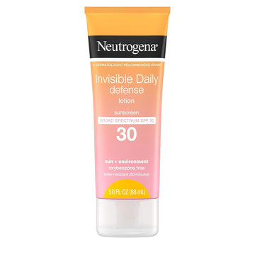 Neutrogena Invisible Daily Defense Sunscreen Lotion, Broad Spectrum Spf 30, Oxybenzone-Free & Water-Resistant, Sun & Environmental Aggressor Protection, Antioxidant Complex, 3.0 Fl. Oz