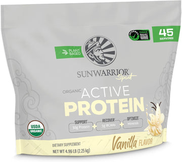 Sunwarrior Vegan Protein Powder Usda Organic Protein Powder Blend | Plant Based Bcaa Sugar Free Gluten Free Non-Gmo Dairy Free | Vanilla 4.96Lbs | Sport Organic Active Protein