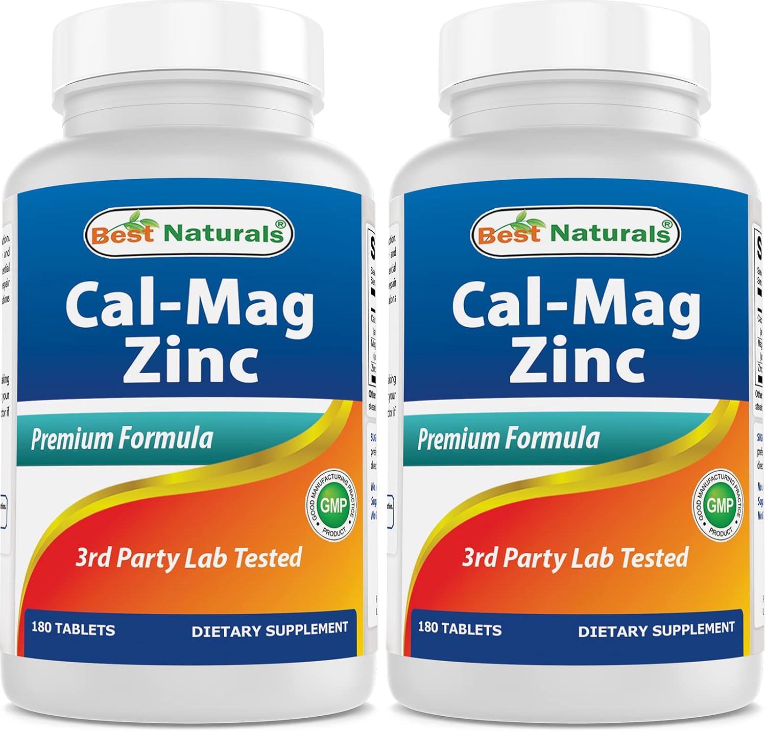 2 Packs - Best Naturals Calcium Magnesium Zinc - 180 Tablets - Essential Cal Mag Zinc Mineral Complex (Total 360 Tablets)