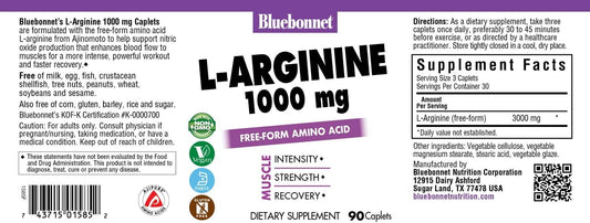 Bluebonnet L-Arginine 1000 Mg Capsules, 90 Count : Health & Household