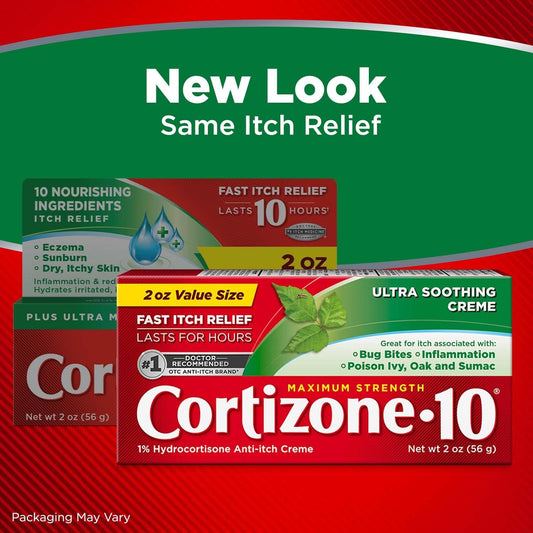 Cortizone 10 Maximum Strength Ultra Soothing Anti-Itch Cream, 1% Hydrocortisone Creme, 2 oz