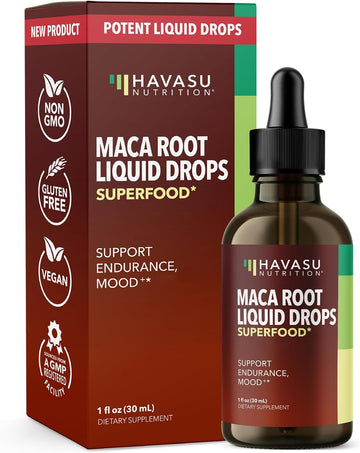 Organic Maca Root Drops Liquid | Supports Endurance, Mood, And Performance In Men & Women | Black Maca To Promote Overall Health & Support Fertility | Alcohol Free, Non-Gmo, Vegan, Unflavored, 30Ml