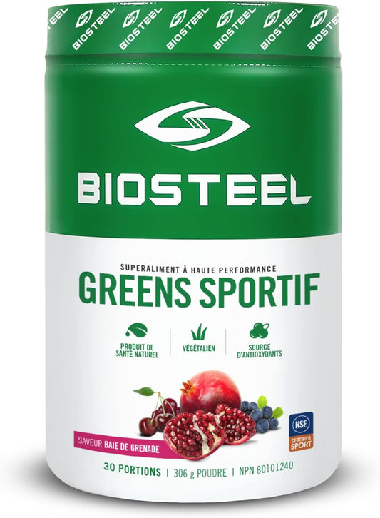Biosteel Sport Greens Powder, High Performance Superfood Supplement, Non-Gmo Formula, Pomegranate Berry, 30 Servings