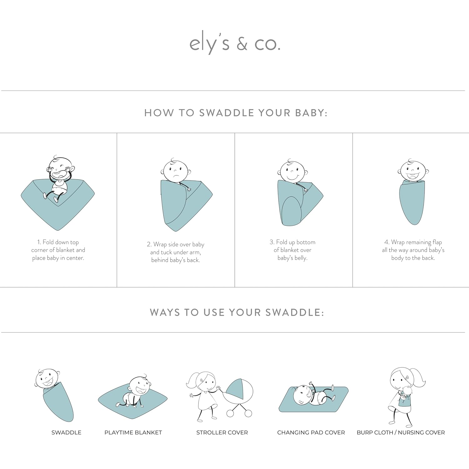 Ely'S & Co. Muslin Swaddle Blanket 100% Soft Muslin Cotton 3 Pack 47"X 47" (Black & White)