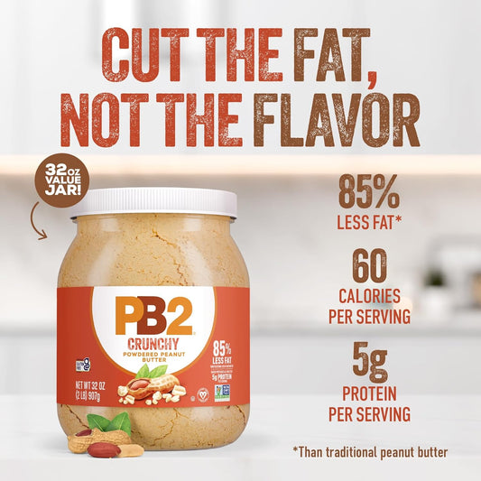 Pb2 Powdered Peanut Butter Powder | 2Lb Jar | Certified Gluten Free, Low-Carb, Keto Diet Friendly | Original Flavor With 6G Of Protein, 90% Less Fat, 60 Calories Per Serving | Easy Mix For Healthy, Fit Diet