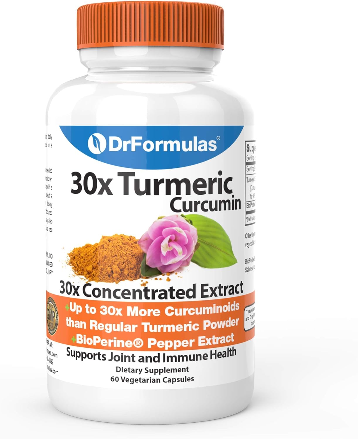 DrFormulas 30x Turmeric Curcumin Extract 1500mg Capsules with Black Pepper | 30x Stronger Than Regular Turmeric Powder, 60 Capsules