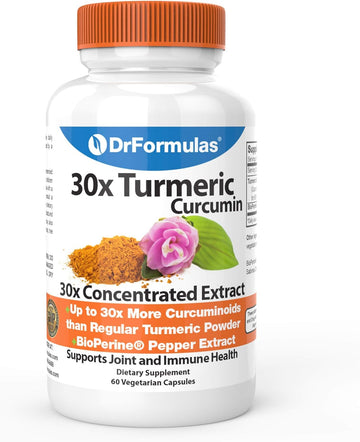 DrFormulas 30x Turmeric Curcumin Extract 1500mg Capsules with Black Pepper | 30x Stronger Than Regular Turmeric Powder, 60 Capsules