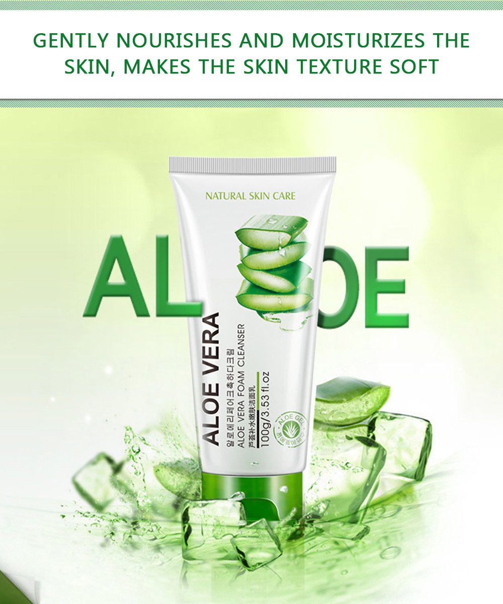 Bioaqua 92% Aloe Vera Foam Cleanser - Refresh & Moisture Aloe Vera 92% Cleanser. Shrink Pores & Oil Control Deep Cleaning Face Cleanser.(100G) : Beauty & Personal Care