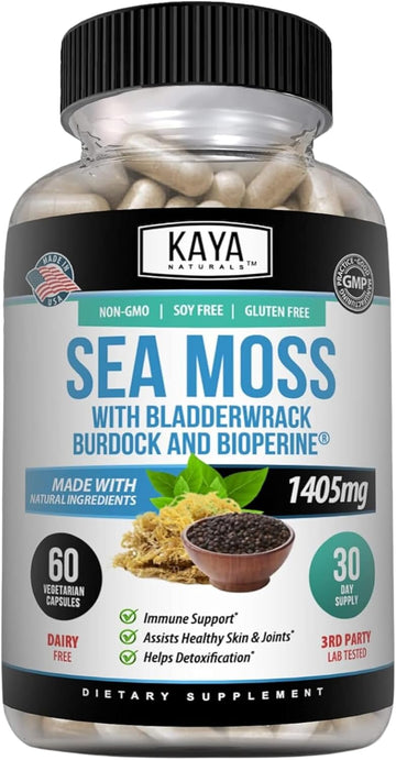 Kaya Naturals Sea Moss | Joint Supplement For Men And Women | With Organic Burdock Root, Irish Moss, Bladderwrack, And Bioperine | For Joint Health And Immune Boost