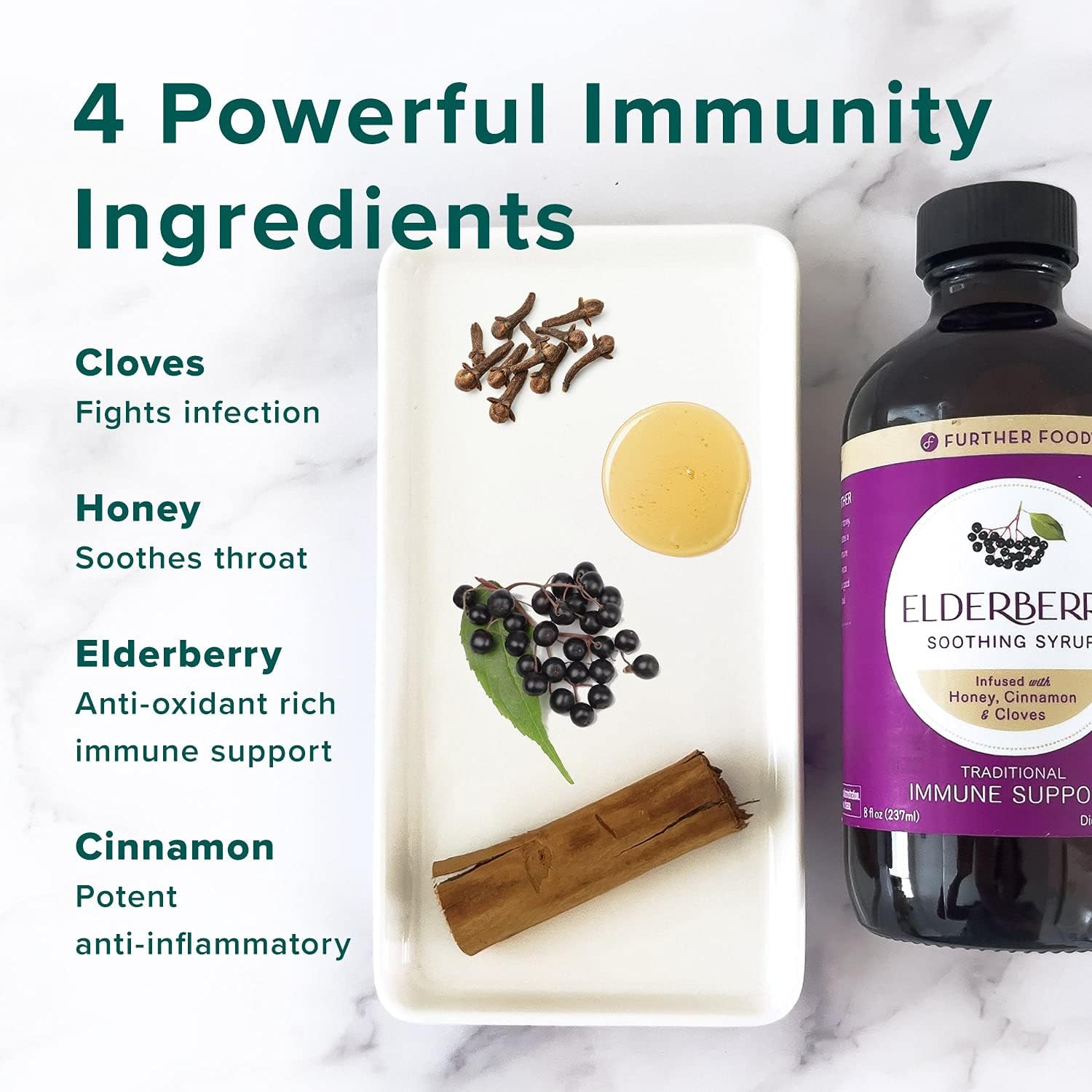 Further Food Elderberry Syrup For Immune Support, Sambucus Elderberry Supplement, Daily Herbal Immune System Support For Kids And Adults, Gluten Free (8 Fl Oz Of Elderberry Soothing Syrup) : Health & Household