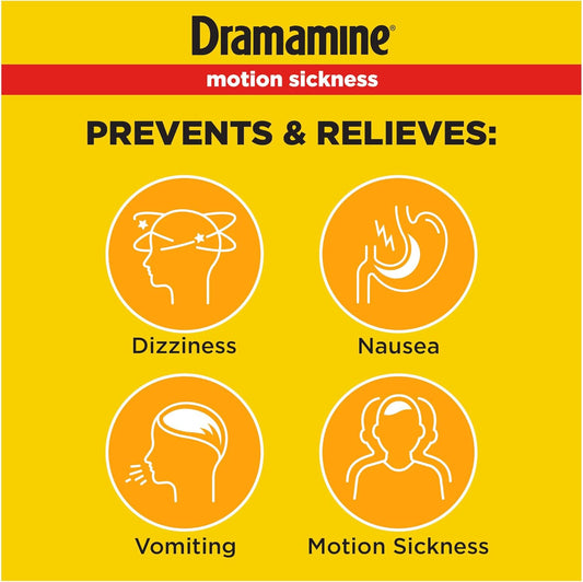 Dramamine Chewable, Motion Sickness Relief, Orange Flavor, 4 Count