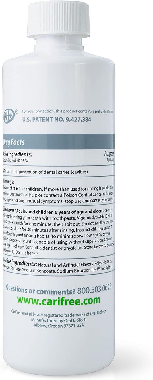 CariFree Maintenance Rinse (Citrus): Fluoride Mouthwash | Dentist Recommended Anti-Cavity Rinse | Xylitol | Neutralizes pH | Freshen Breath | Cavity Prevention | Alcohol Free