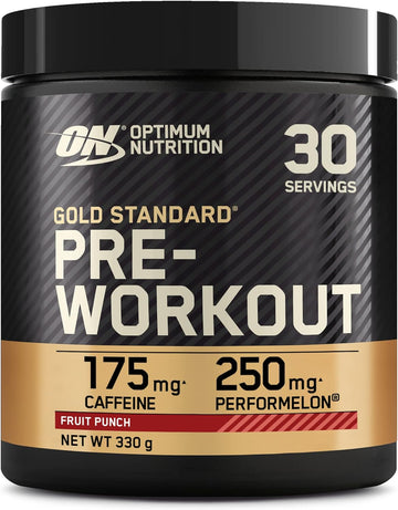 Optimum Nutrition Gold Standard Pre Workout Powder, Energy Drink with Creatine Monohydrate, Beta Alanine, Caffeine and Vitamin B Complex, Fruit Punch, 30 Servings, 330g, Packaging May Vary