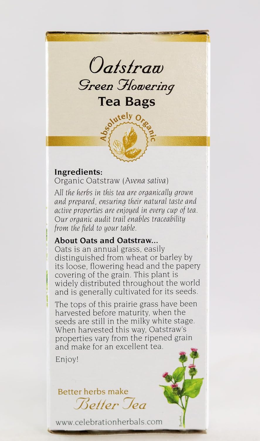 Celebration Herbals Organic Oatstraw Green Flowering Tea, 24 Ct : Oat Straw : Grocery & Gourmet Food