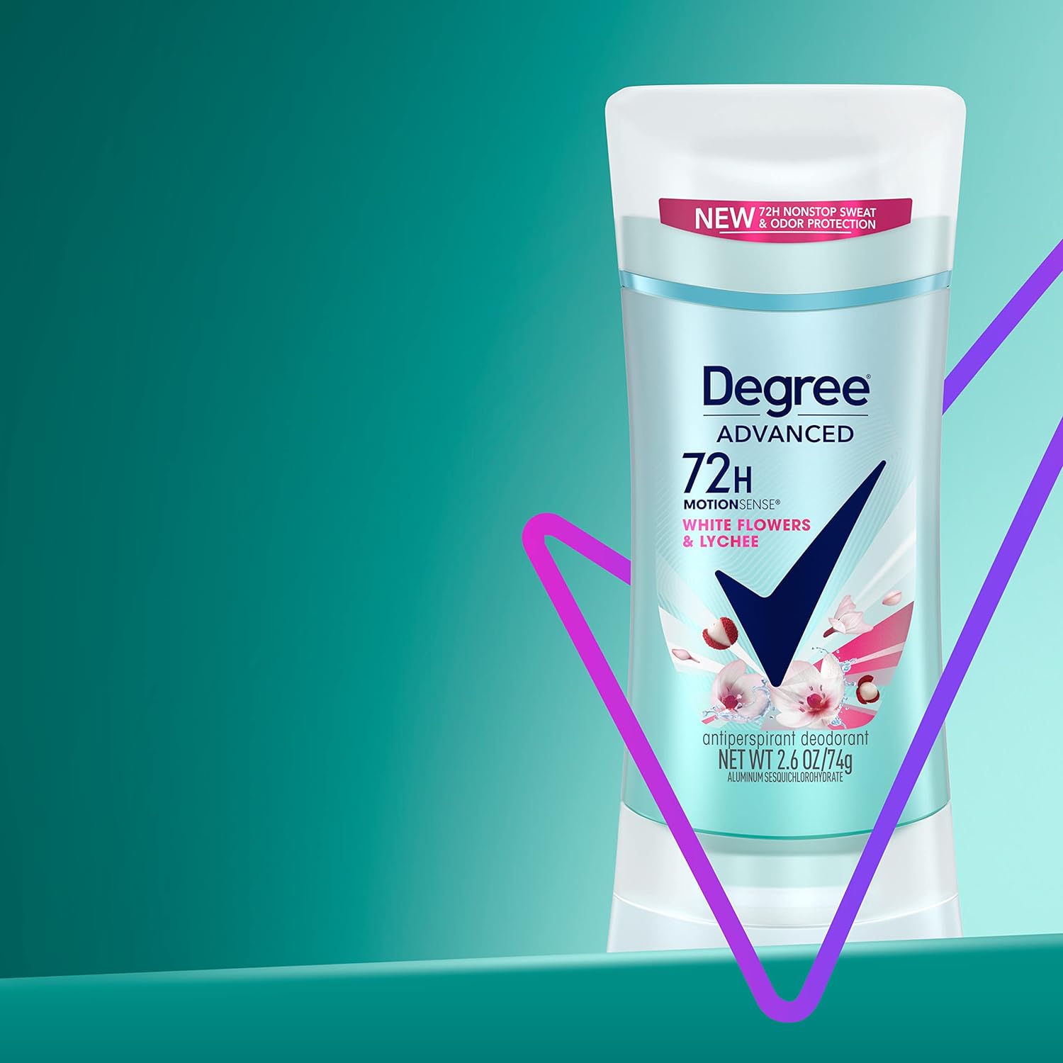 Degree Advanced Antiperspirant Deodorant 72-Hour Sweat & Odor Protection White Flowers & Lychee Antiperspirant for Women with MotionSense Technology 2.6 oz : Beauty & Personal Care