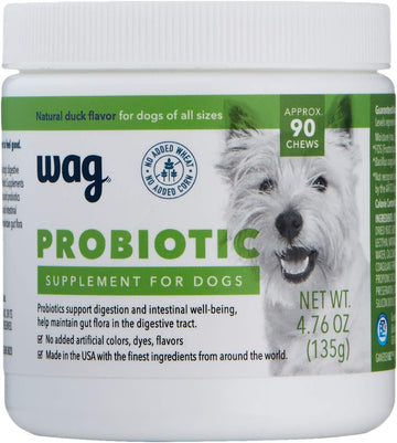 Amazon Brand - Wag Probiotic Supplement Chews For Dogs, Natural Duck Flavor, 90 Count