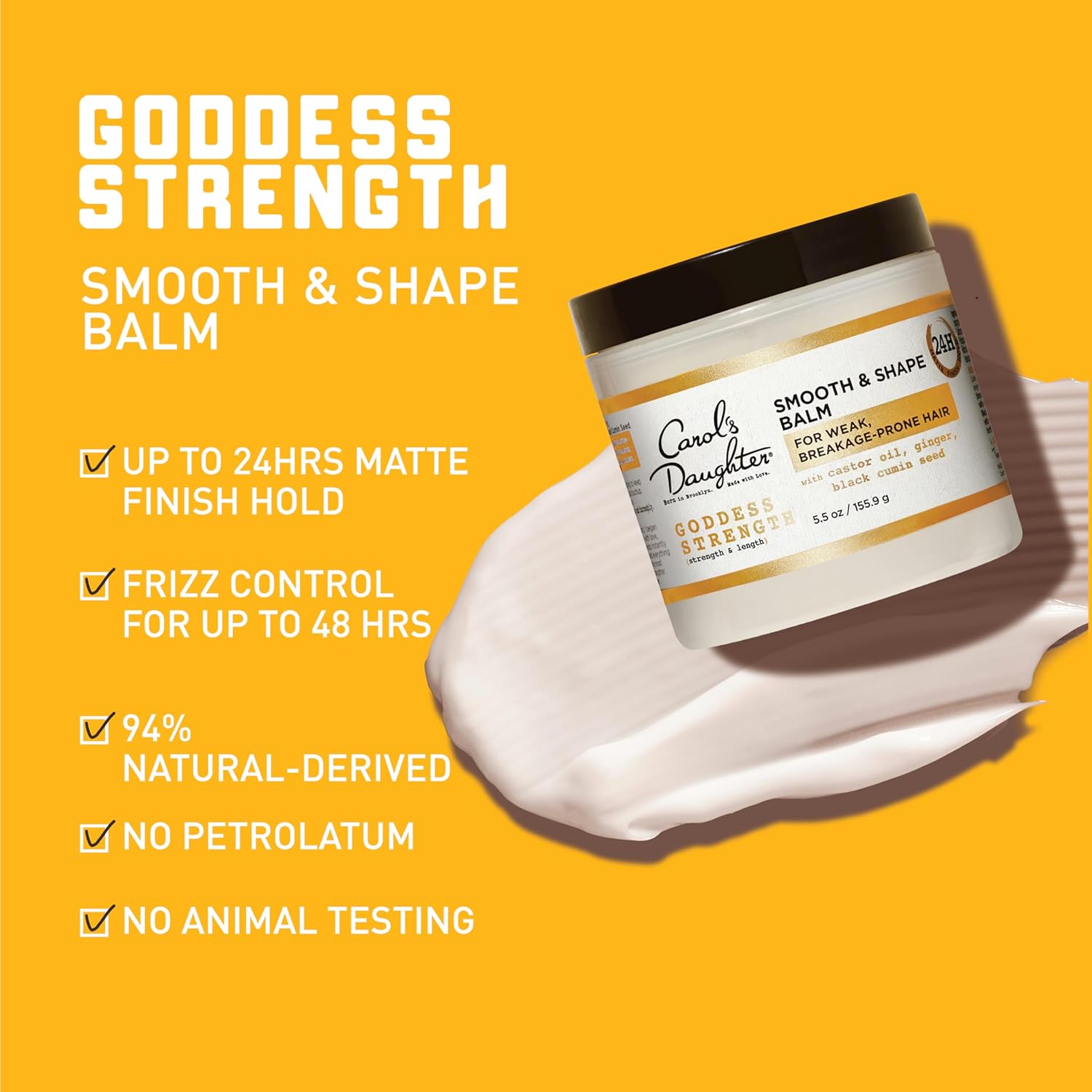 Carol's Daughter Goddess Strength Smooth and Shape Hair Balm, Hair Cream for Weak, Breakage-Prone Hair, 5.5 Fl Oz : Beauty & Personal Care