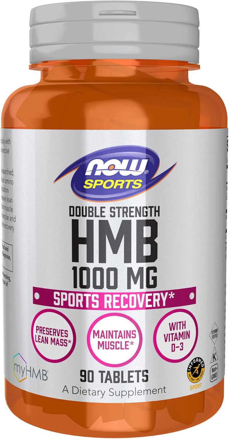 Now Foods Sports Nutrition, Hmb (-Hydroxy -Methylbutyrate), Double Strength 1,000 Mg, 90 Tablets