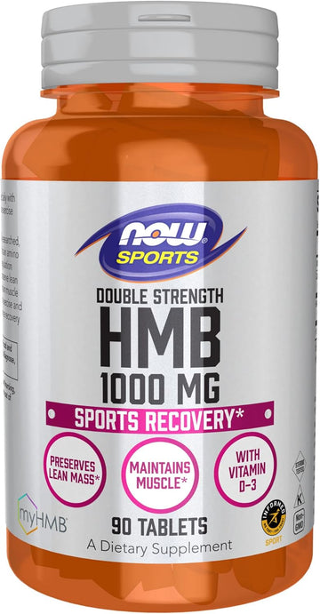 Now Foods Sports Nutrition, Hmb (-Hydroxy -Methylbutyrate), Double Strength 1,000 Mg, 90 Tablets