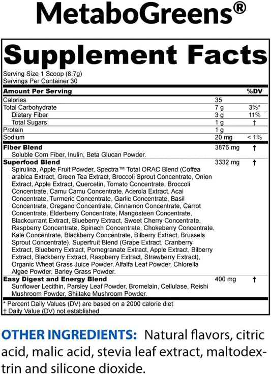 Biotrust Metabo Greens Superfood Powder - Super Greens Powder, Vegetable Greens Supplement With Spectra Blend - Non Gmo, Soy Free, Gluten Free, Dairy Free, Energizing Berry Flavor (30 Servings)