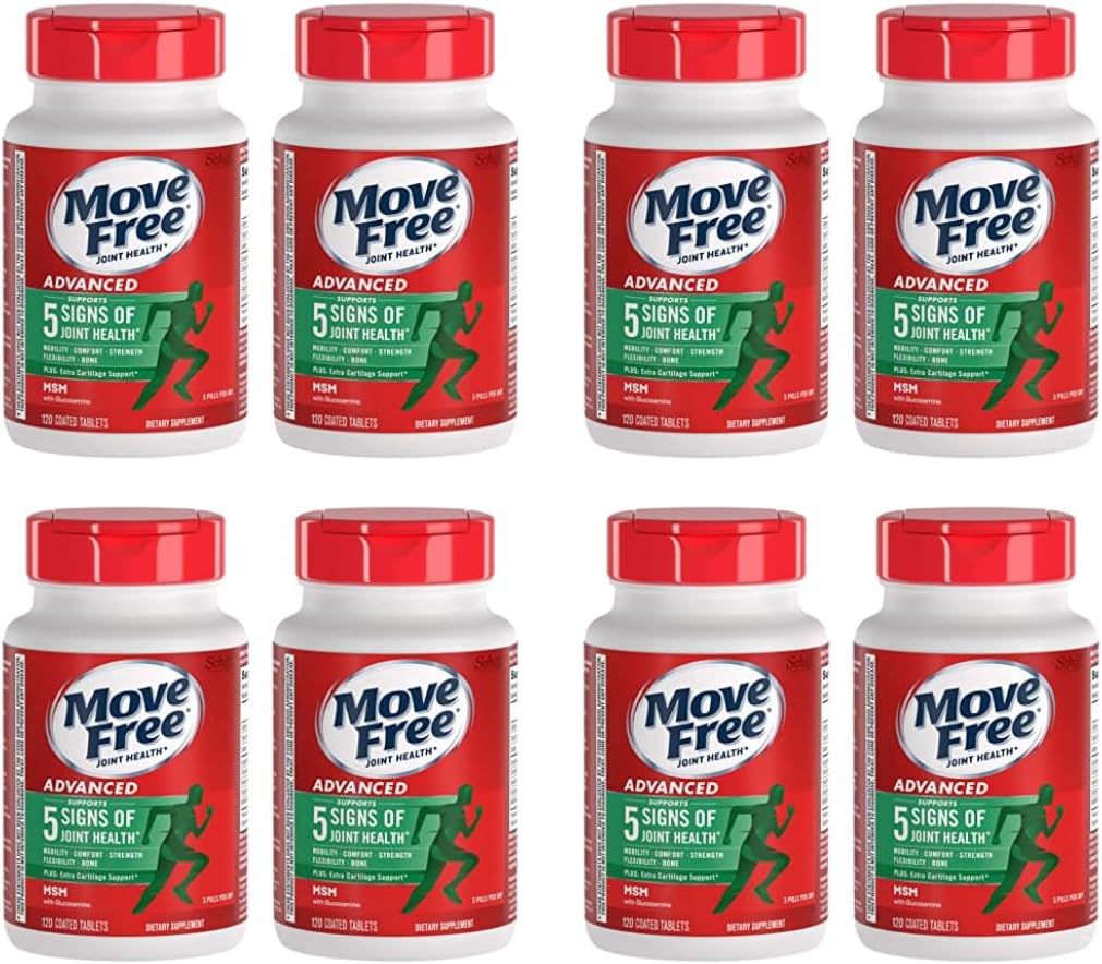 Move Free Advanced Plus Msm, 120 Tablets - Joint Health Supplement With Glucosamine And Chondroitin (Pack Of 8)