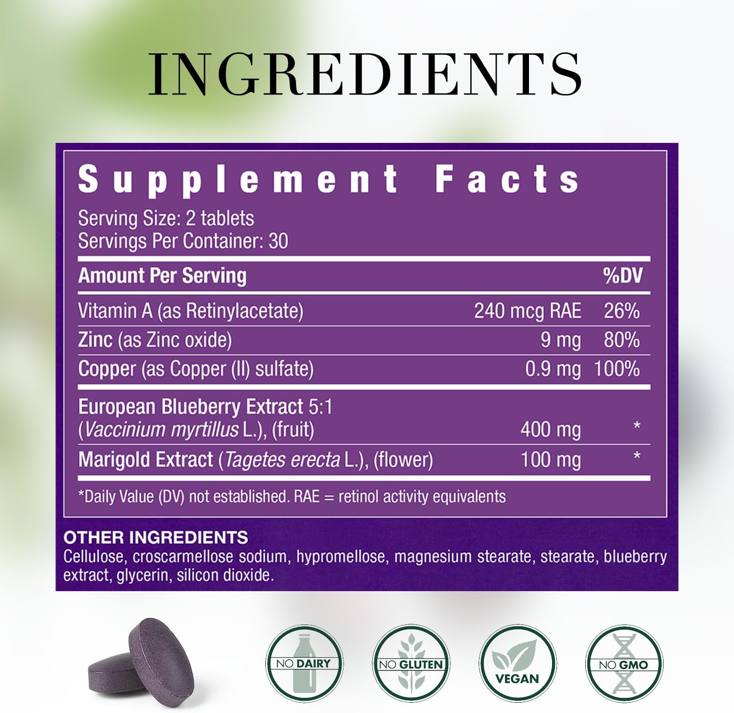 NEW NORDIC Blue Berry Eye Vitamin | Eye & Vision Support Supplement | Lutein & Bilberry | Swedish Made | 60 Count (Pack of 1) : Health & Household