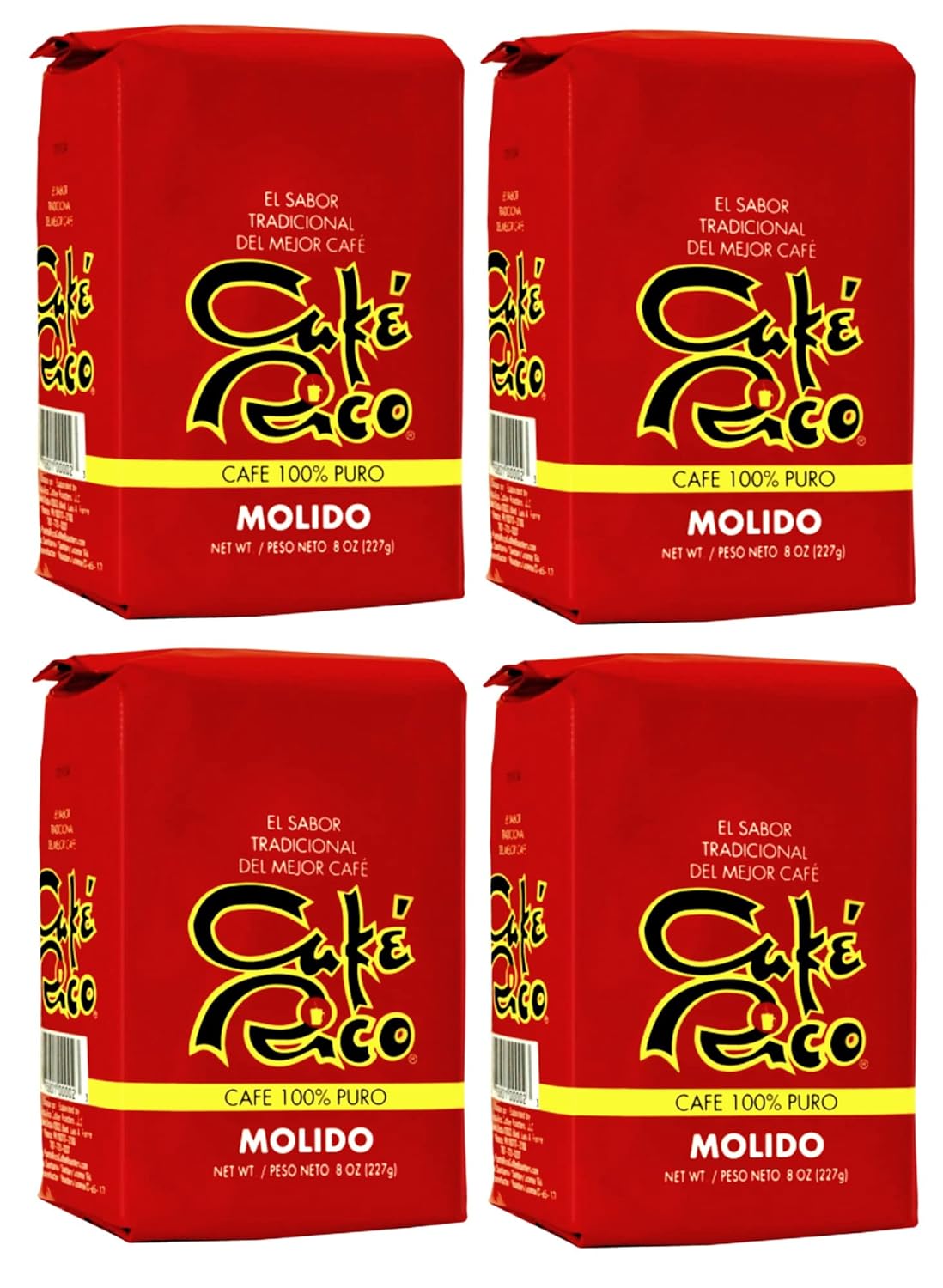 Cafe Rico Ground Regular Puerto Rican Coffee, 8 Ounce Bag (Pack Of 4)