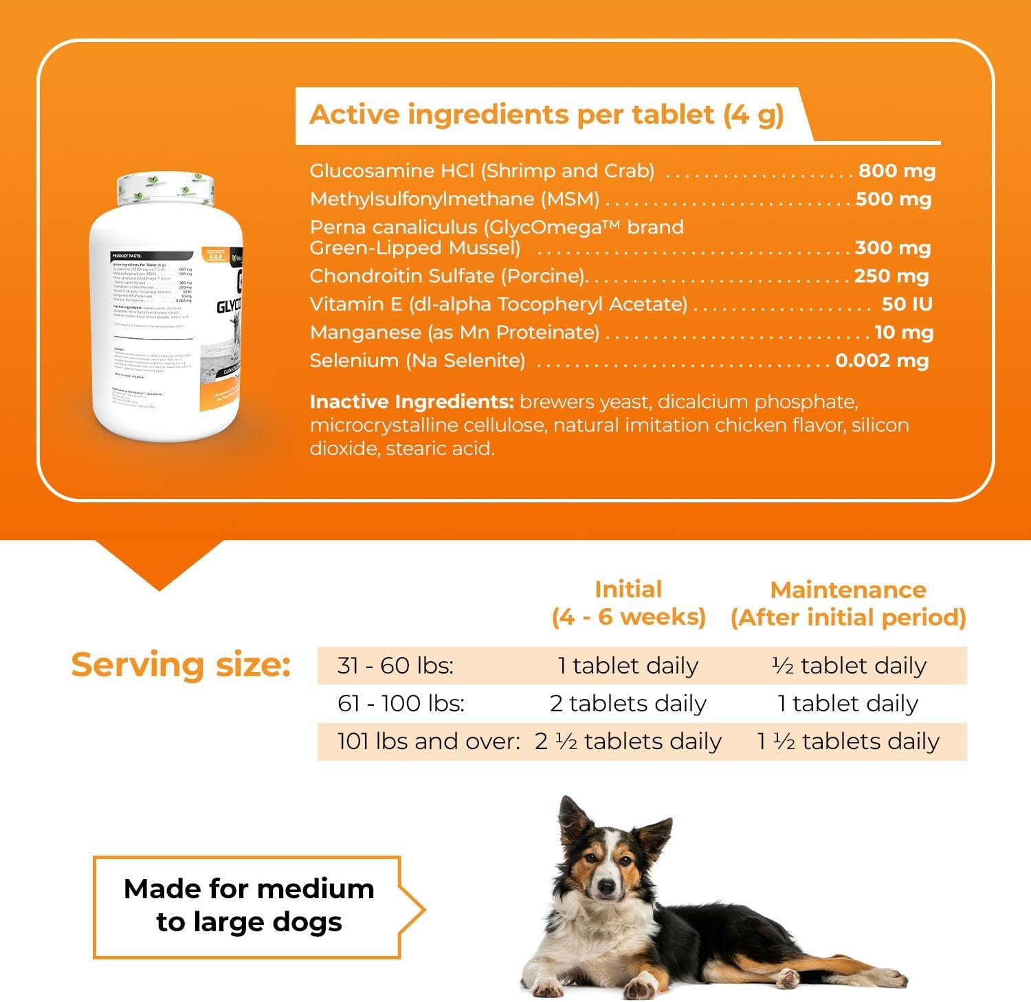 VetriScience GlycoFlex Plus Hip and Joint Supplement for Dogs, Chewable Tablet – Extra-Strength Joint Support with Green Lipped Mussel, Chondroitin, and Glucosamine for Dogs : Pet Supplies