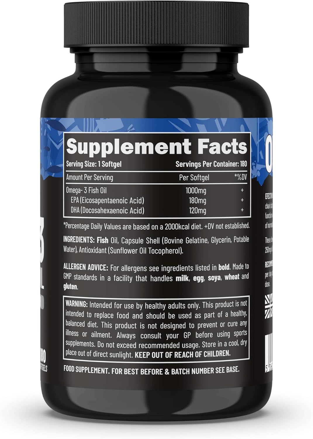 Efectiv Nutrition Omega 3 | 180 Softgels | Essential Fatty Acids | 1000 Milligrams Of Fish Oils | Contribute Towards A Healthy Heart | Maintenance Of Cognitive Function | 180 Servings