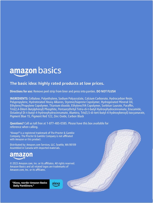 Amazon Basics Daily Pantiliner, Extra Long Length, Unscented, 68 Count, 1 Pack (Previously Solimo)