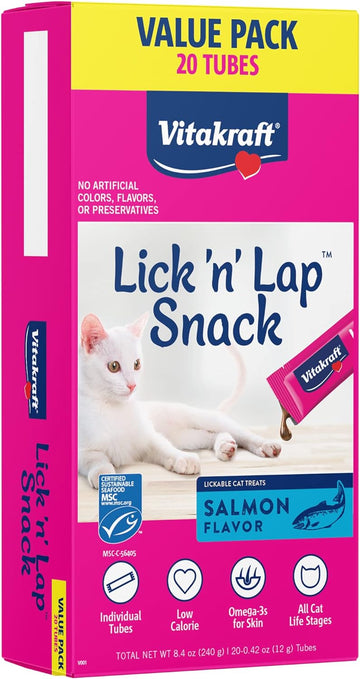 Lick 'N' Lap Snack With Salmon Cat Treat, Value-Pack 20Pk