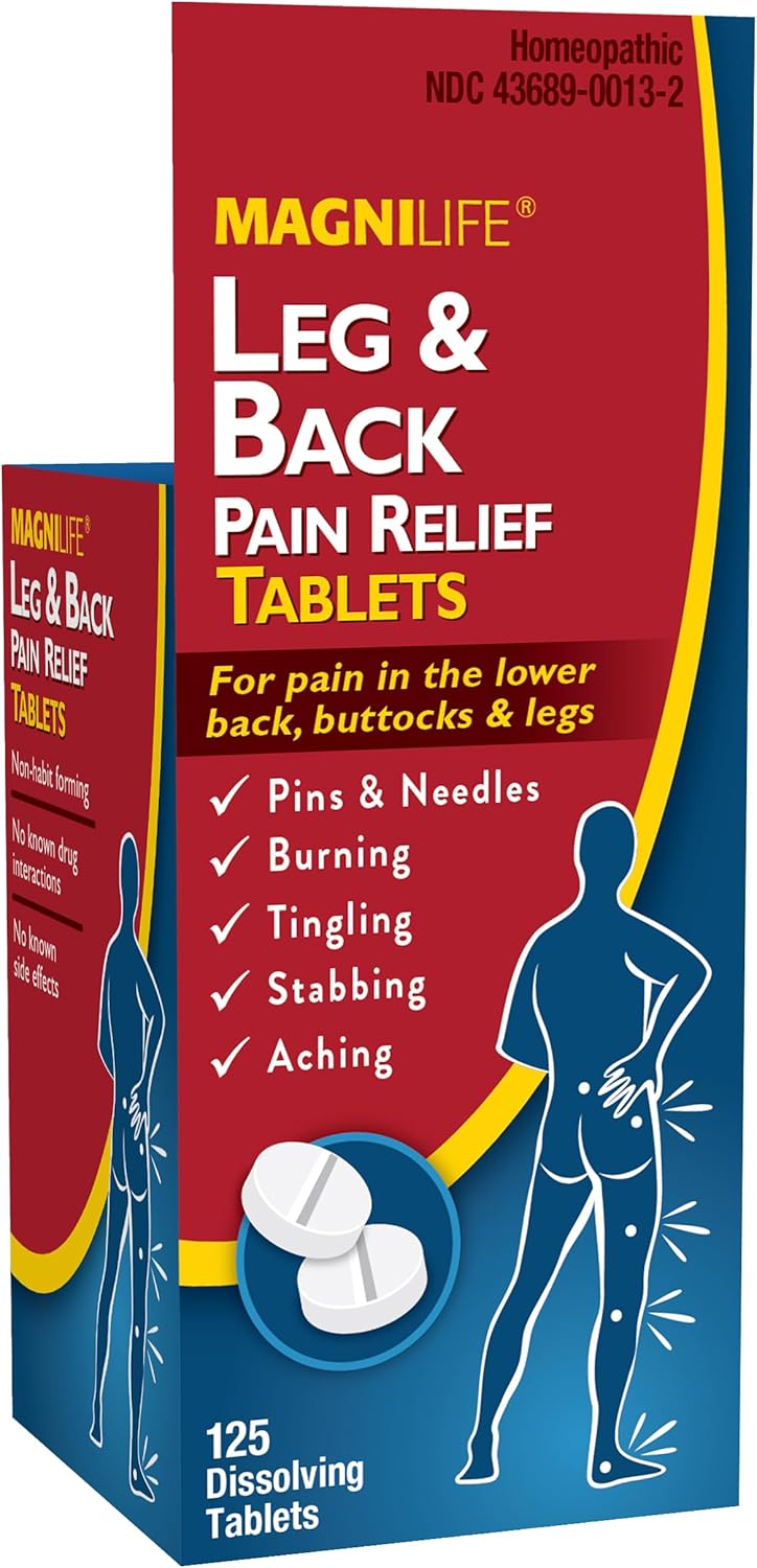 MagniLife Leg & Back Pain Relief, Fast-Acting Pain Relief, Naturally Soothe Burning, Tingling and Stabbing Pains - 125 Tablets : Health & Household