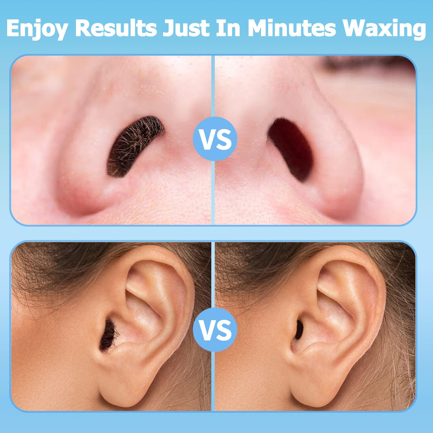 100G Nose Hair Waxing Kit With 30 Applicators (Up To 30 Uses), 10 Mustache Guards, 15 Wipes For Quick And Painless Hair Removal On Nose, Ears, And Face - For Men And Women : Beauty & Personal Care