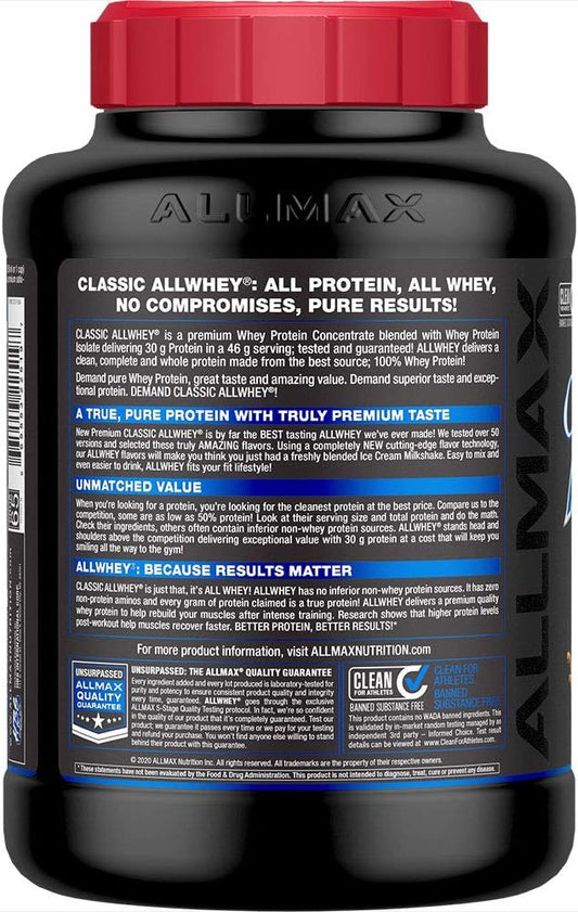 Allmax Classic Allwhey, Chocolate Peanut Butter - 5 Lb - 30 Grams Of Protein Per Scoop - Gluten Free - Approx. 49 Servings