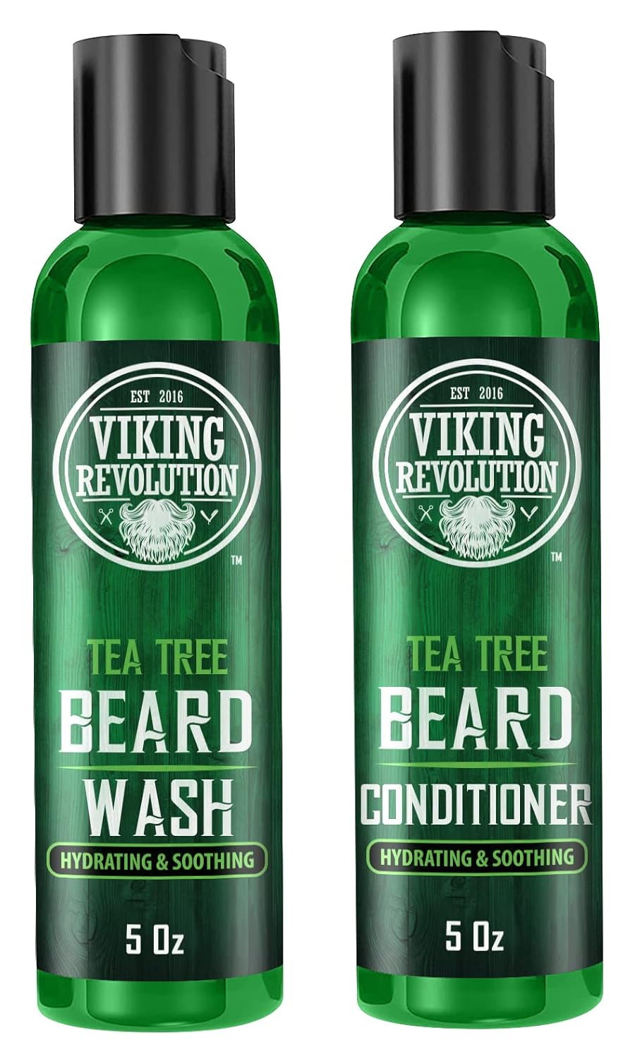 Viking Revolution Tea Tree Beard Wash And Conditioner Set For Men - Natural Beard Softener With Argan Oil, Vitamin E And Ginseng (5 Oz)