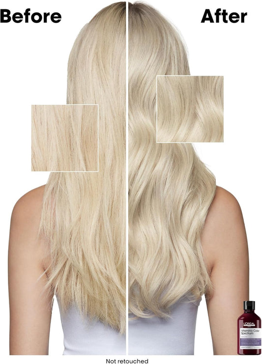 L'Oréal Professionnel Vitamino Color Spectrum Purple Tinted Shampoo 300Ml, For Blonde Coloured Hair, With Ferulic Acid + Citric Acid, Neutralise Undesired Yellow Undertones