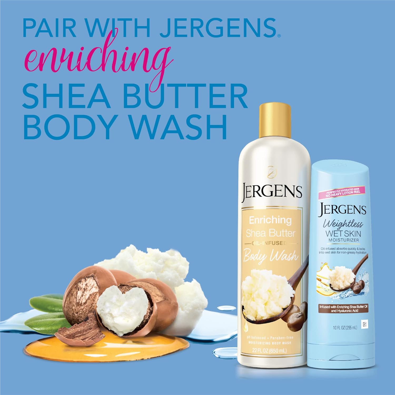 Jergens Wet Skin Body Moisturizer with Shea Butter Oil, Pure Shea Butter In Shower Lotion, Moisturizer for Dry Skin, Fast-Absorbing, Non-Sticky, 10 oz, Dermatologist Tested : Beauty & Personal Care