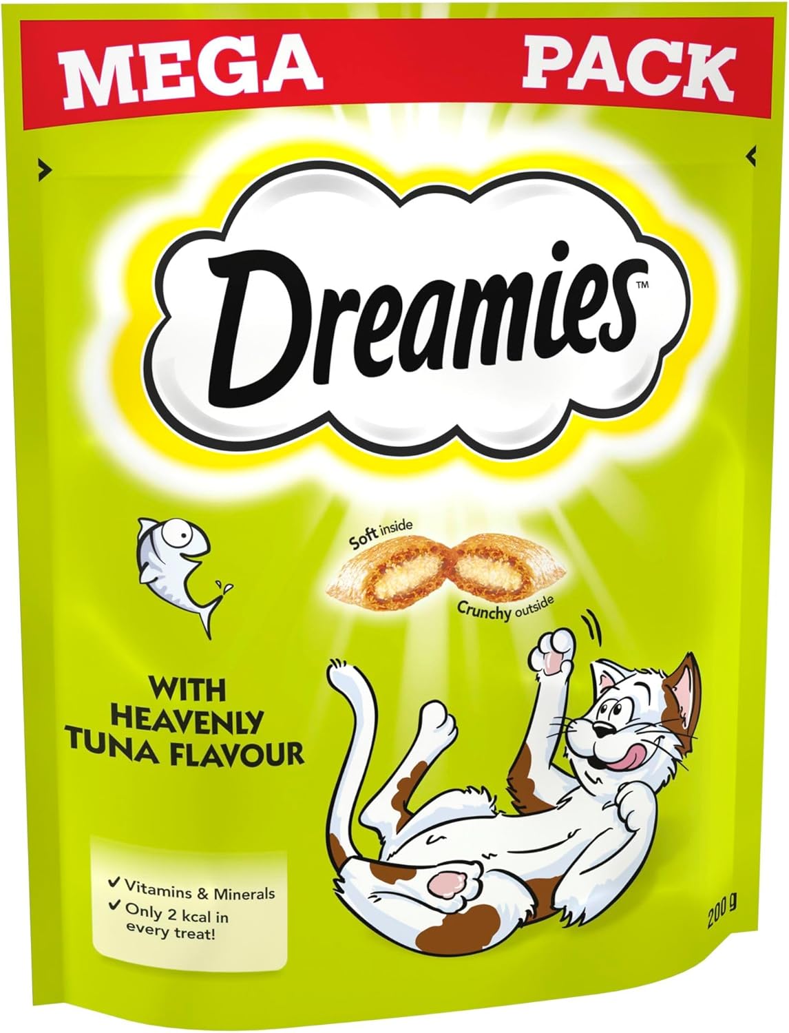 Dreamies Mega Pack Cat Treats, Tasty Snacks with Delicious Tuna, 6 Pouches of 200 g?390105